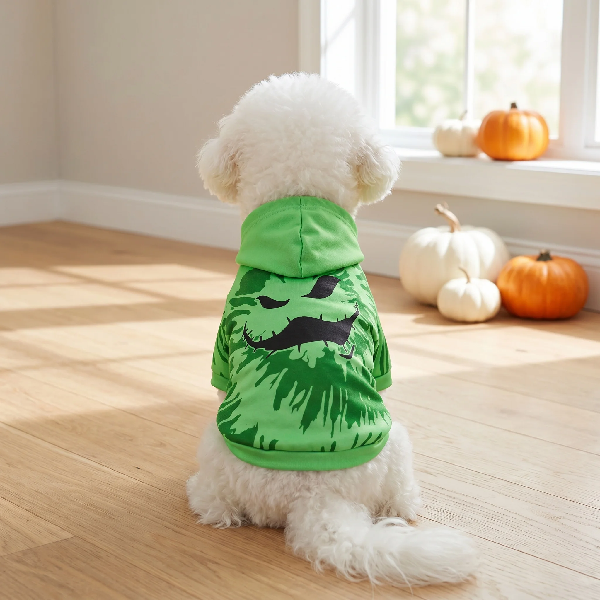 Sudadera de Halloween para perros y gatos con capucha de calabaza - imagen 2