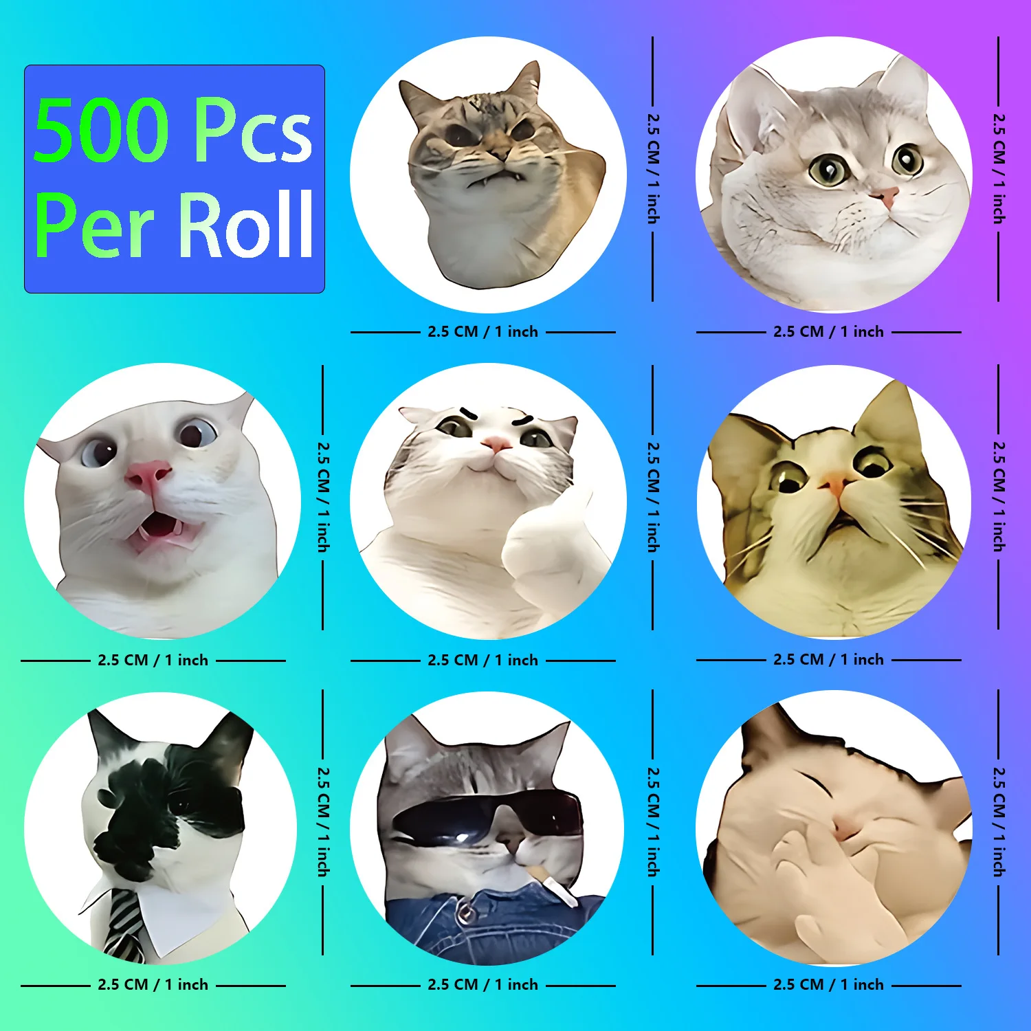 pack mayorista de 500 pegatinas de gatos para escolares