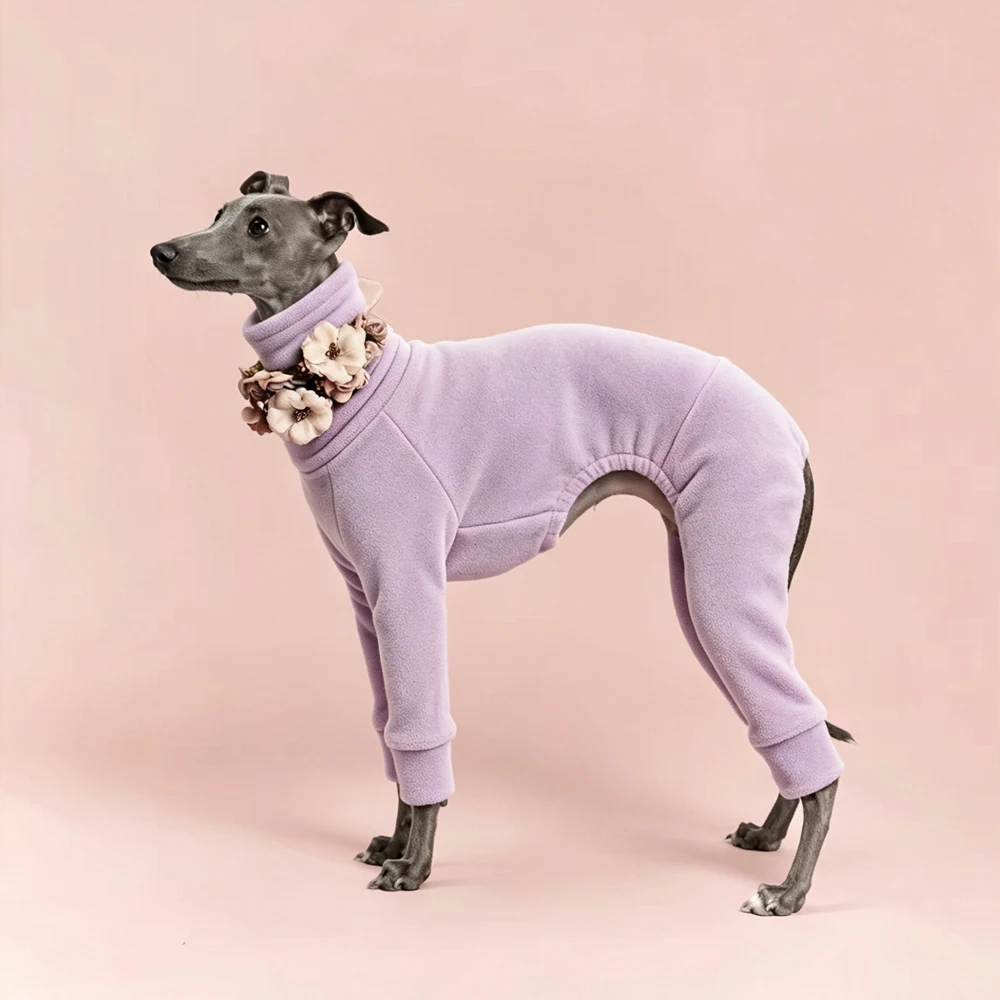 Abrigo polar con cuello alto para galgos y perros pequeños – Sudadera azul cálida - imagen 3