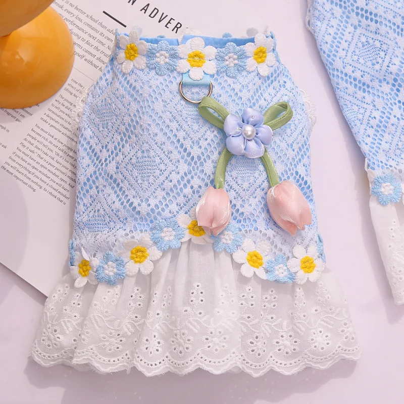 Falda de tul para gato con estampado floral