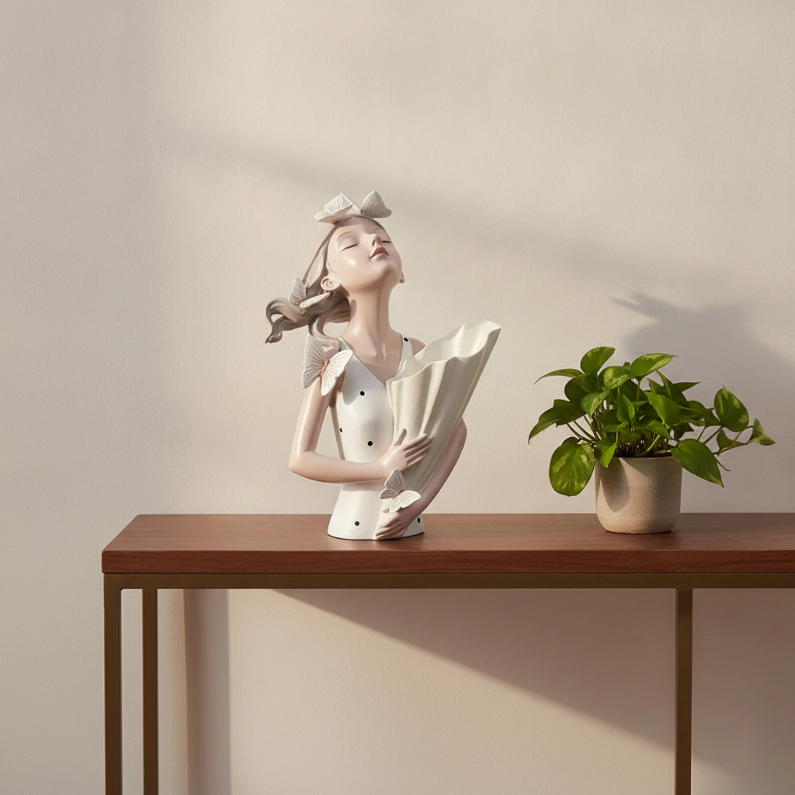 Figura decorativa de mujer con ramo de flores, busto moderno - imagen 5