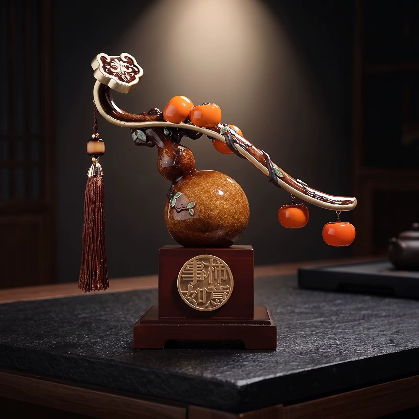 Adorno de calabaza translúcido con borla para decorar la mesa - imagen 2