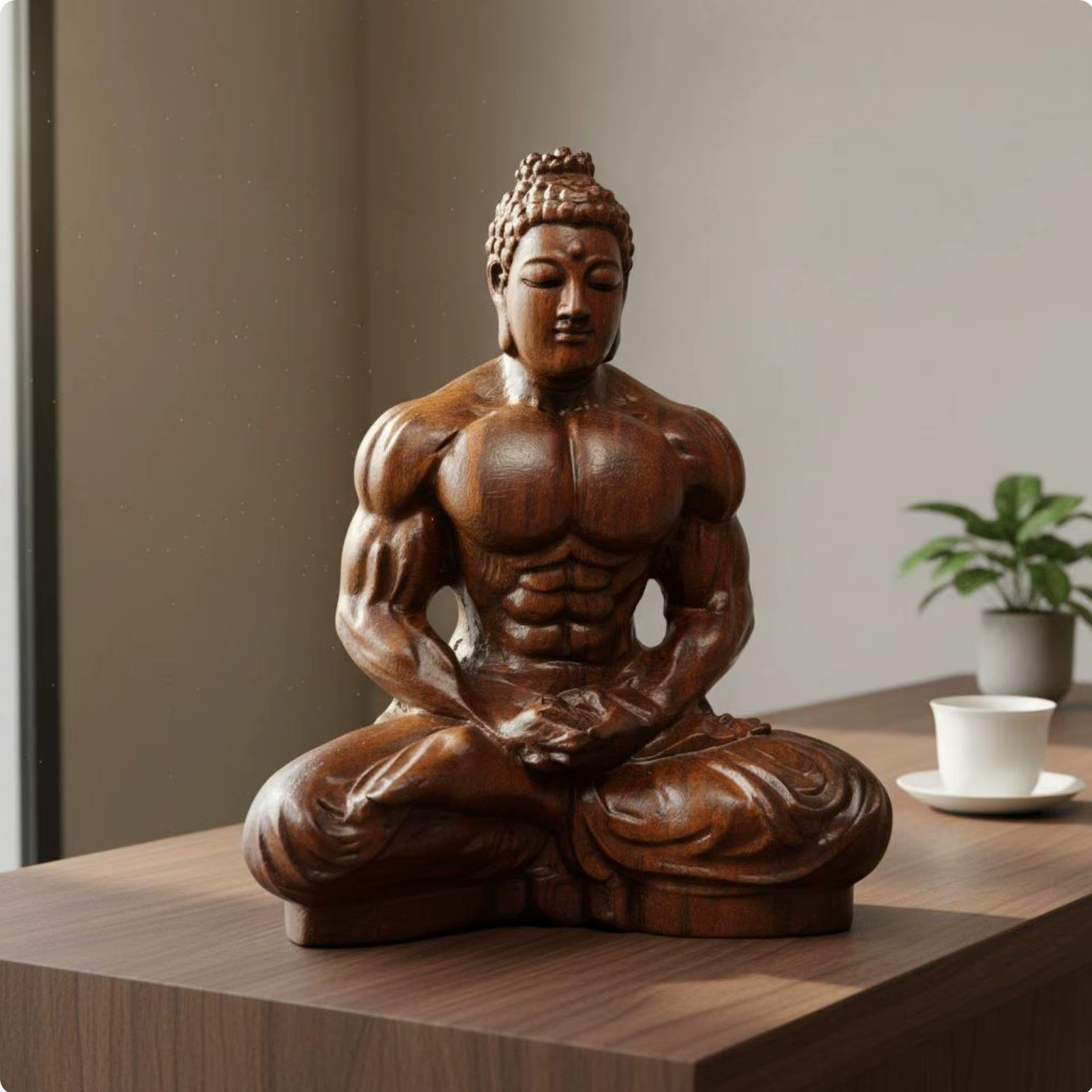 Estatua de Buda en Madera de Ébano – Decoración del Hogar y Oficina - imagen 2