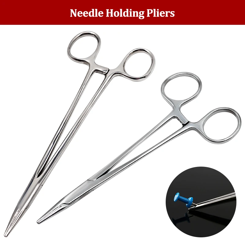 Porta agujas quirúrgico veterinario de acero inoxidable