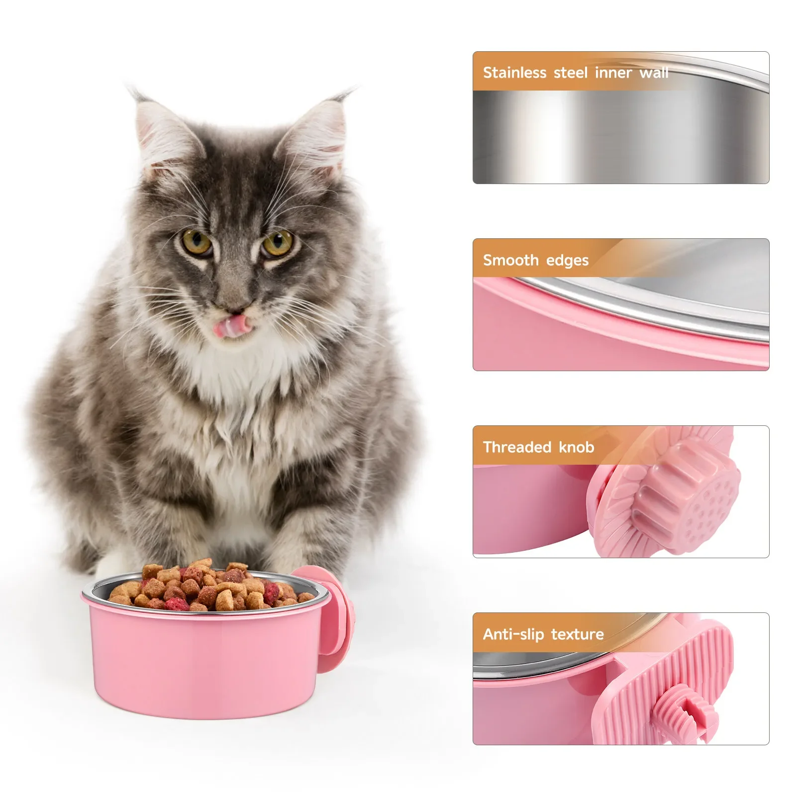 Comedero antivuelco colgante de acero inoxidable para perros y gatos - imagen 2