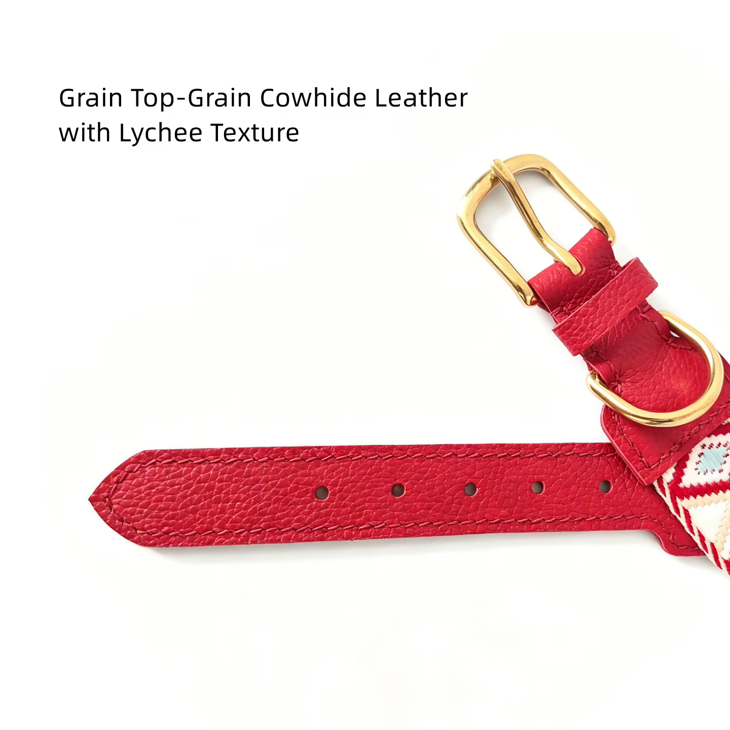 Collar y correa para perro de cuero genuino – Diseño geométrico tejido - imagen 5