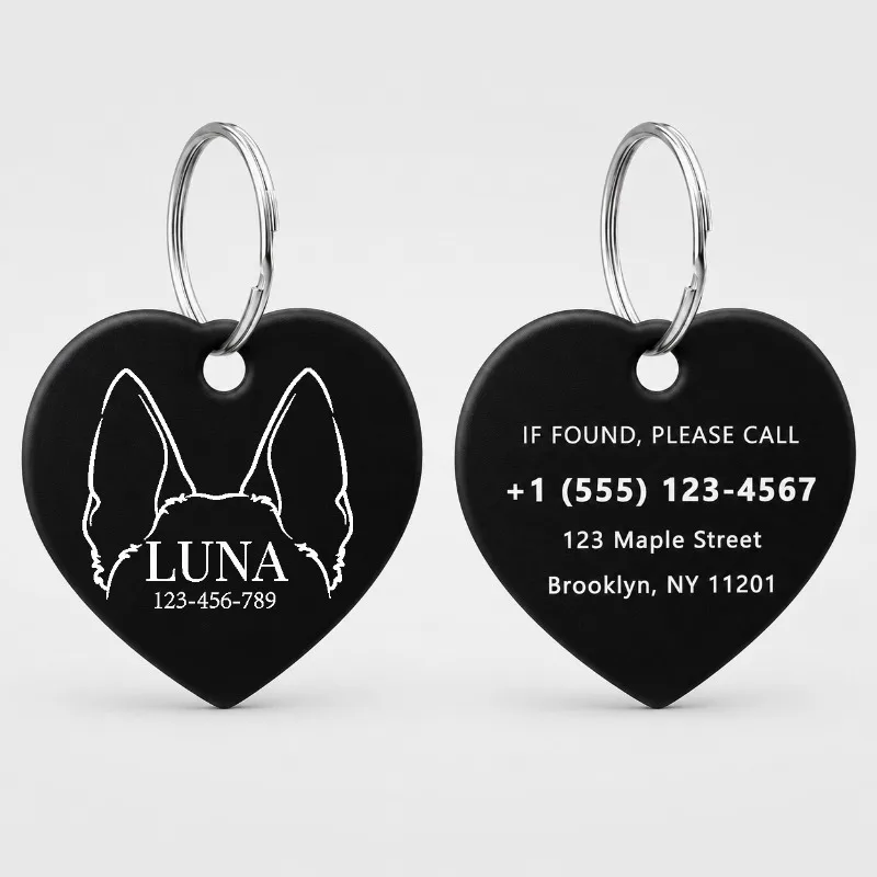 Chapa Identificación Personalizada para Perros y Gatos – Corazón con Nombre - imagen 4
