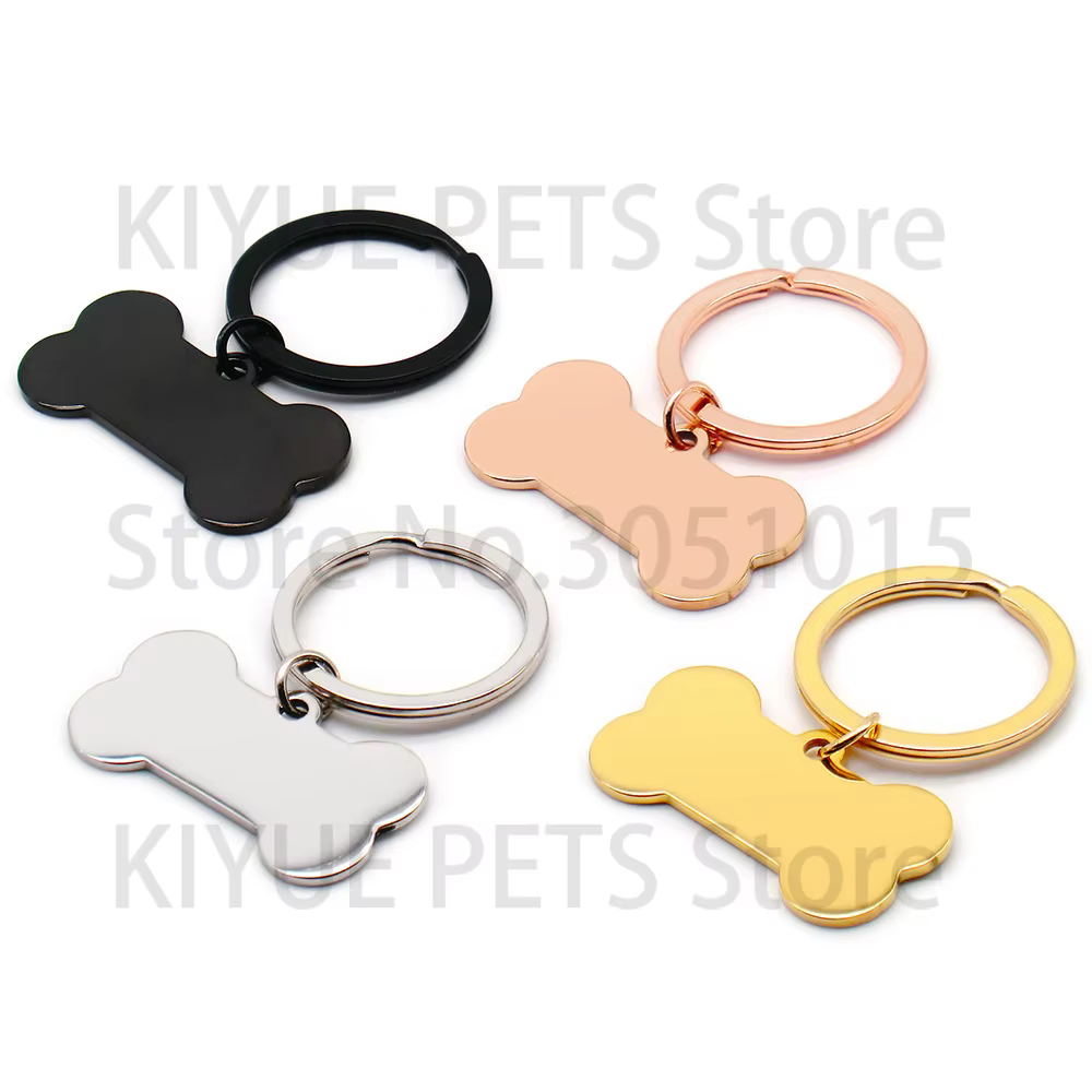 Placas Identificación Perros y Gatos Forma Hueso Acero Inoxidable - imagen 3