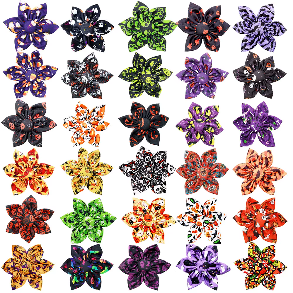 Collar para perros con flores de Halloween y corbatín removible - imagen 2