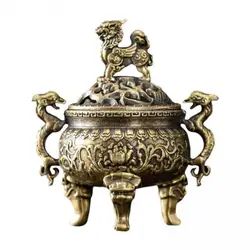 Quemador Incienso Cobre con Asas León – Decoración Mesa Interior