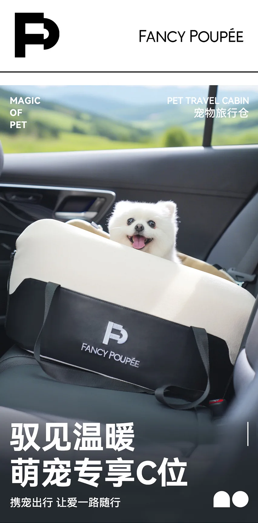 Mascota en el interior del nido portátil