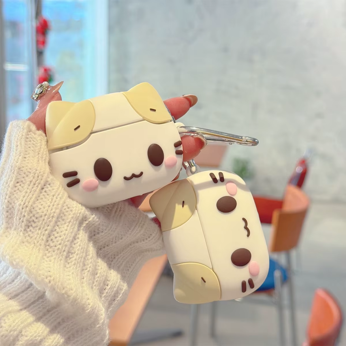 Funda protectora de silicona para AirPods Pro con diseño 3D de gato - imagen 4