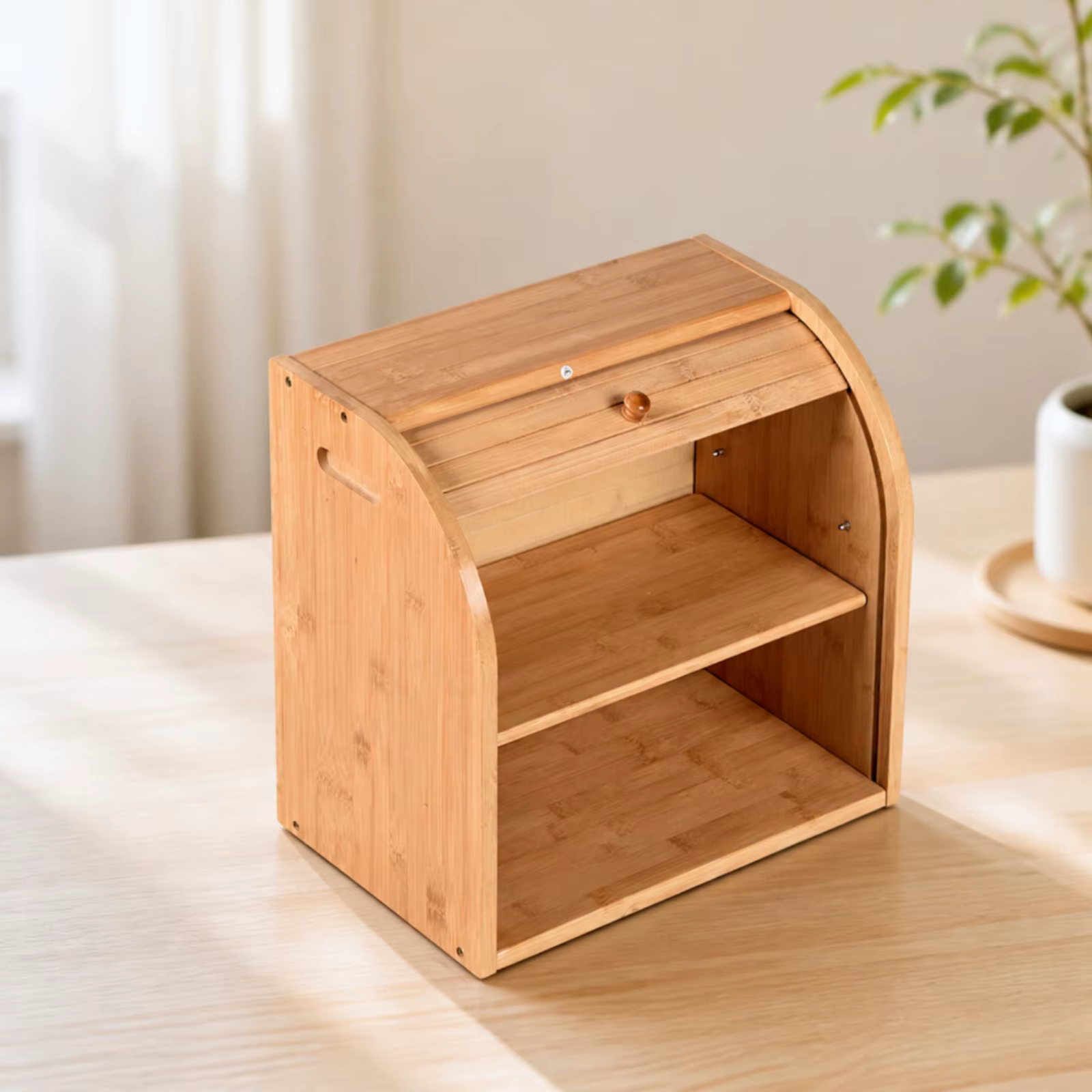 Caja de Pan de Dos Niveles – Organizador Compacto para Despensa