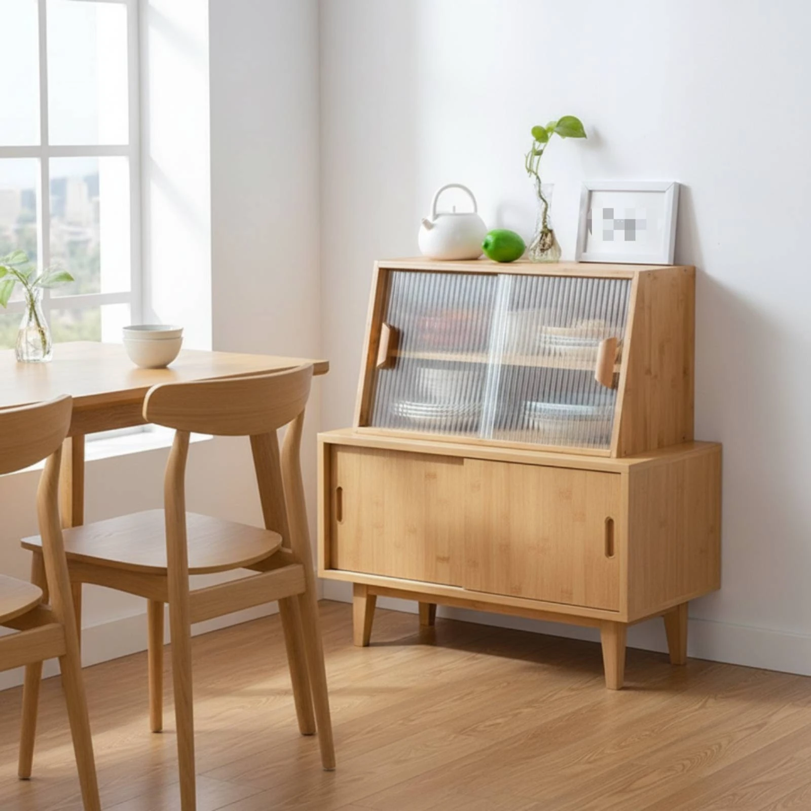 Armario de Cocina Compacto con Puertas de Vidrio – Estación de Té - imagen 4