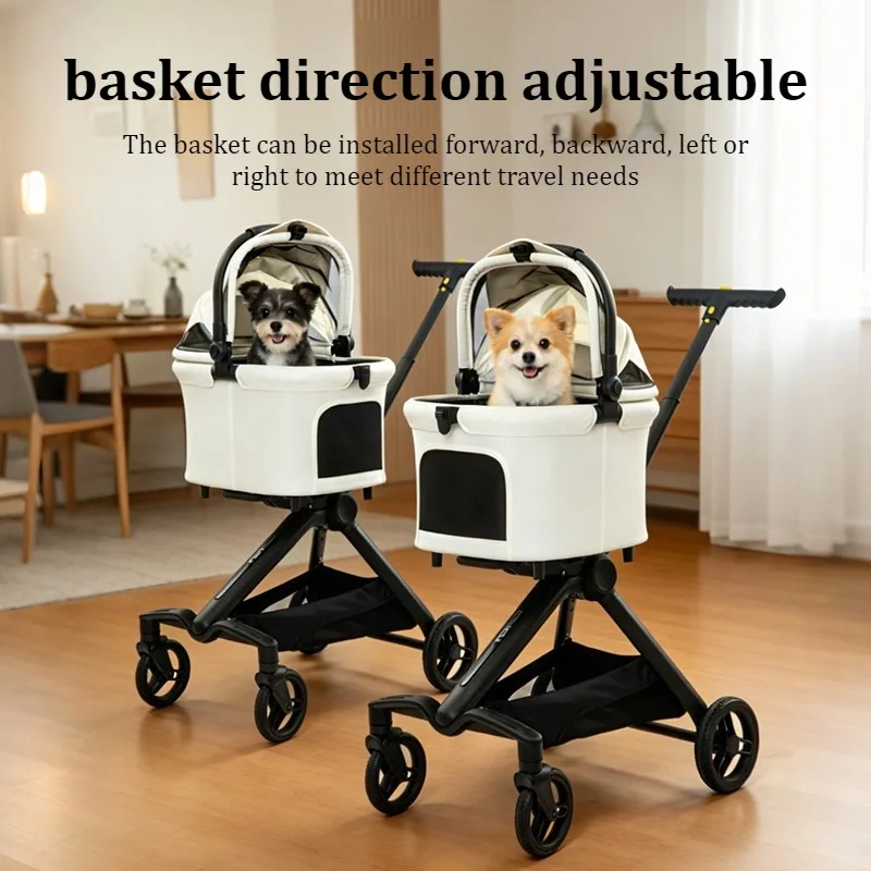 Carrito plegable para perros pequeños y cachorros – Panorámico con cesta