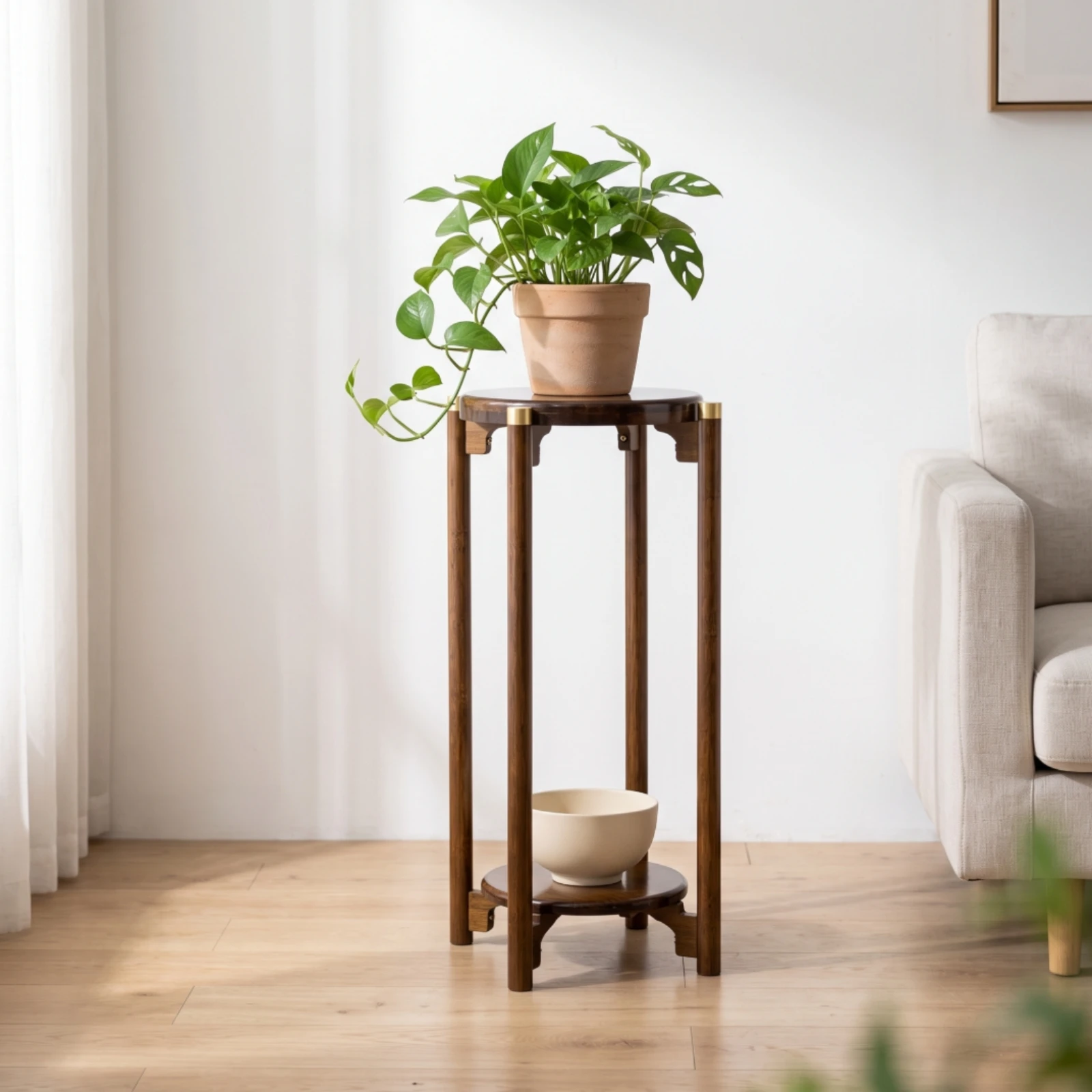 Estante Bambú 2 Niveles para Plantas – Decorativo y Ahorro de Espacio