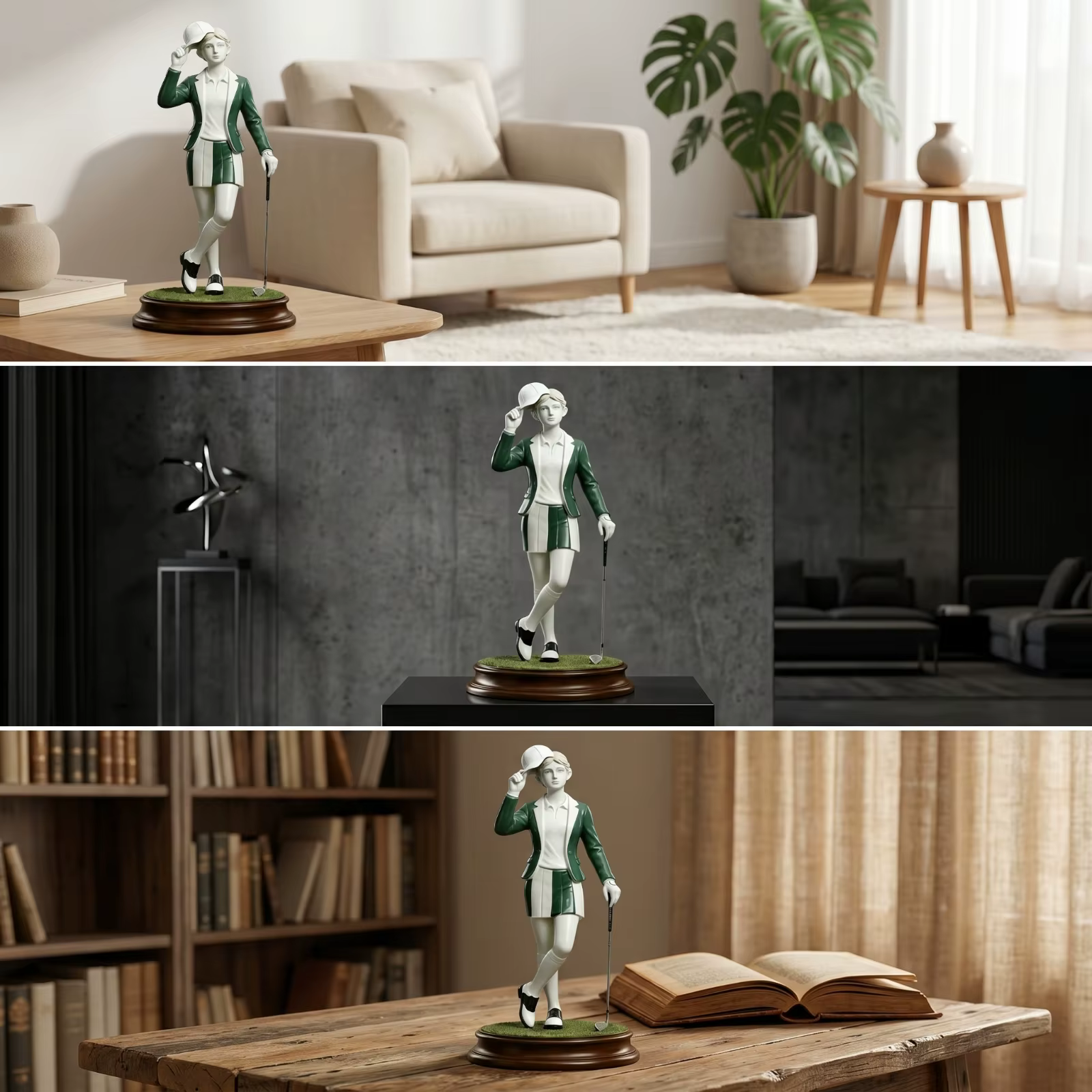 Figura decorativa de golfista con base para oficina y estantería - imagen 5