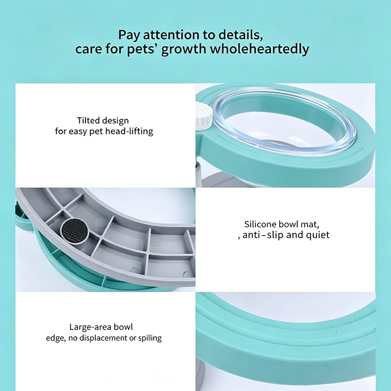 Comedero elevado ajustable para gatos y perros, tazón inclinado - imagen 4