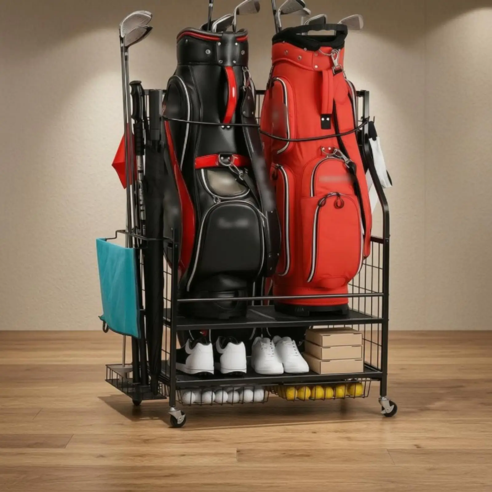 Organizador Bolsas de Golf con Estante y Ruedas - imagen 4
