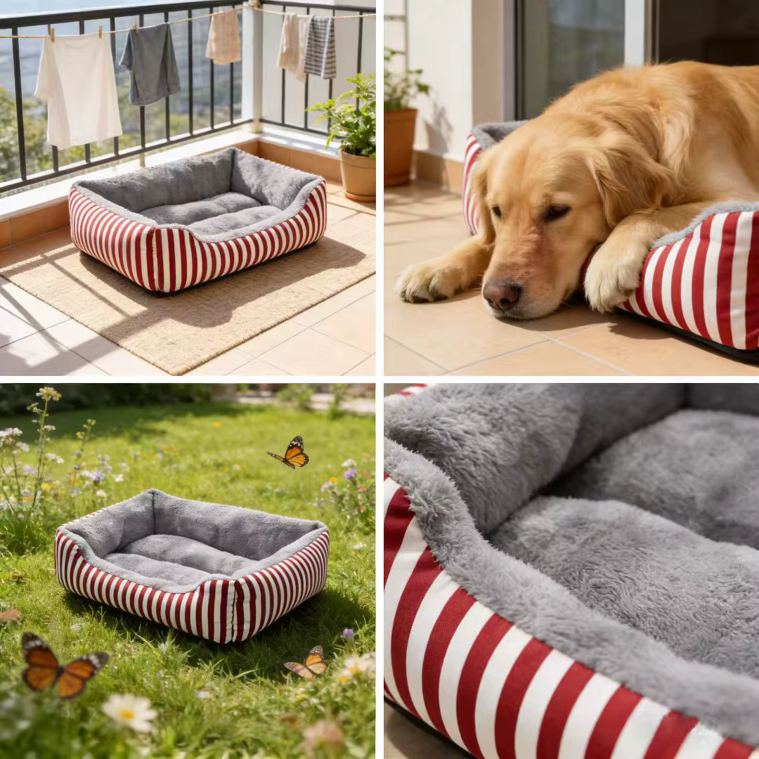 Cama para perro en uso en entorno doméstico