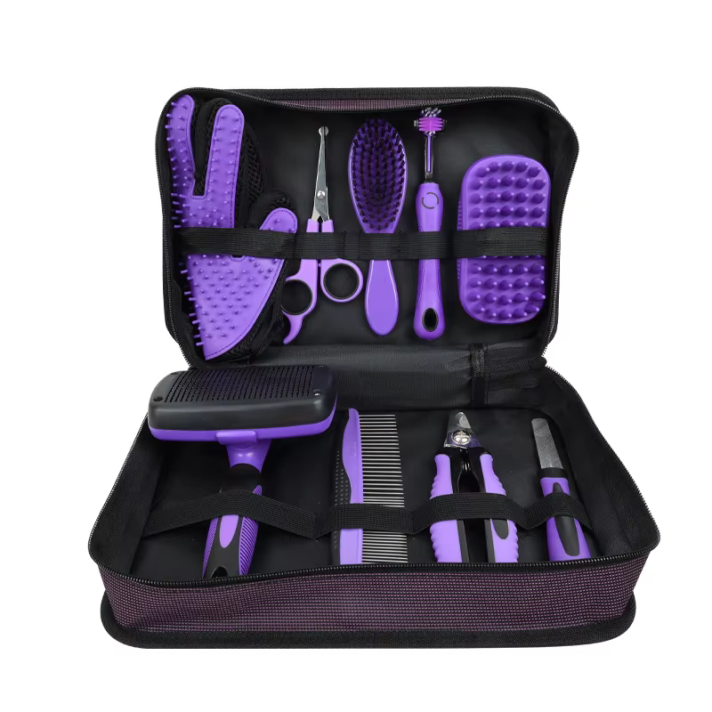 Kit de aseo para perros y gatos con peine, tijeras y cortaúñas