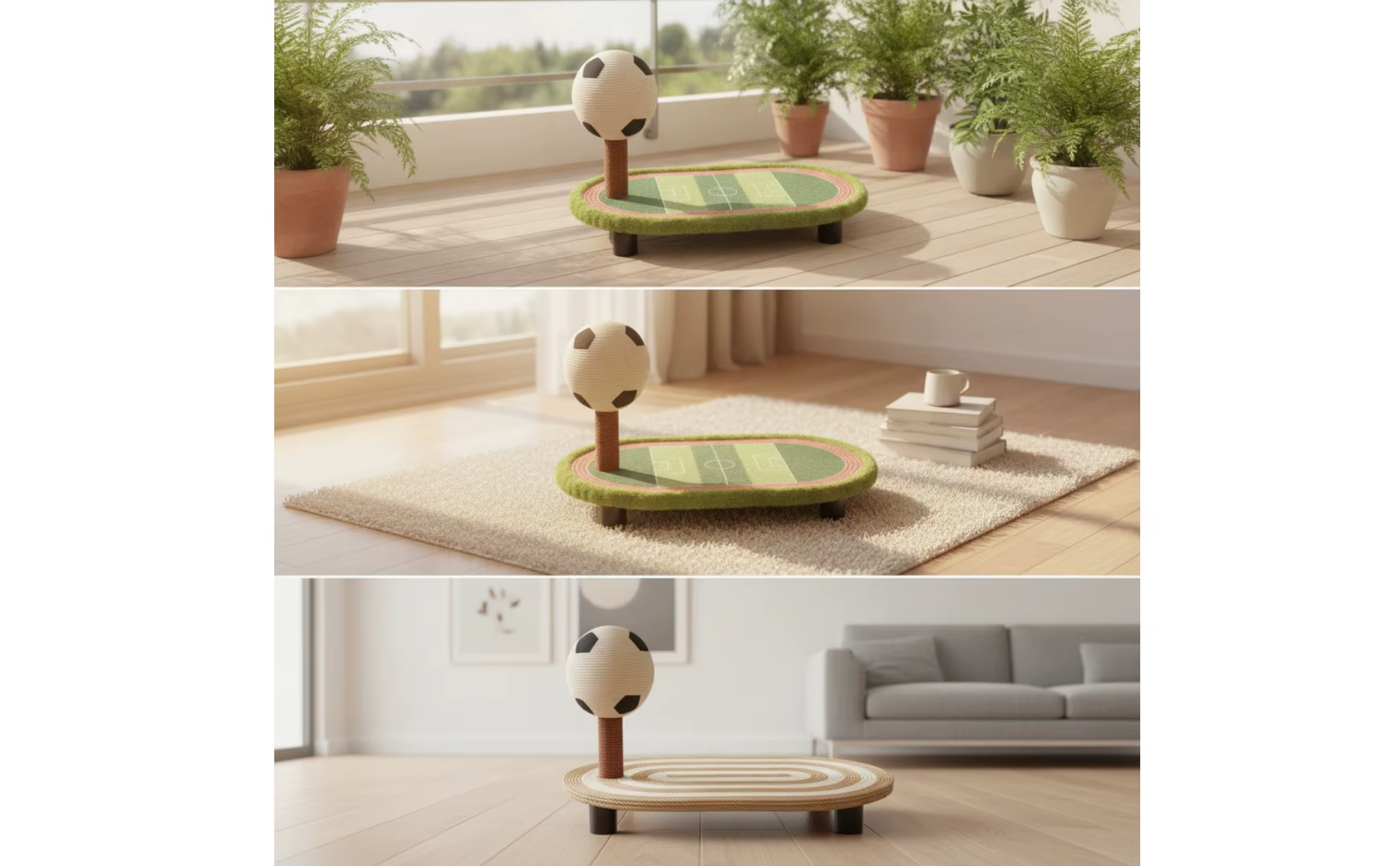 Vista completa del mueble rascador para gatos