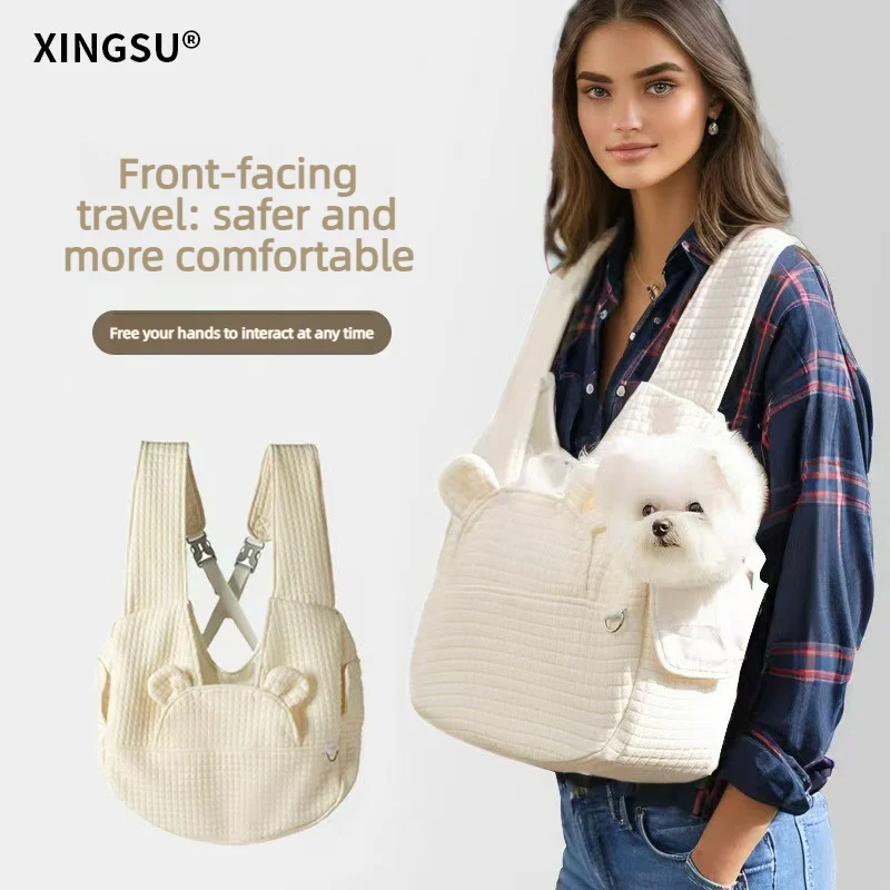 Bolso bandolera suave y transpirable para gatos y perros pequeños - imagen 2