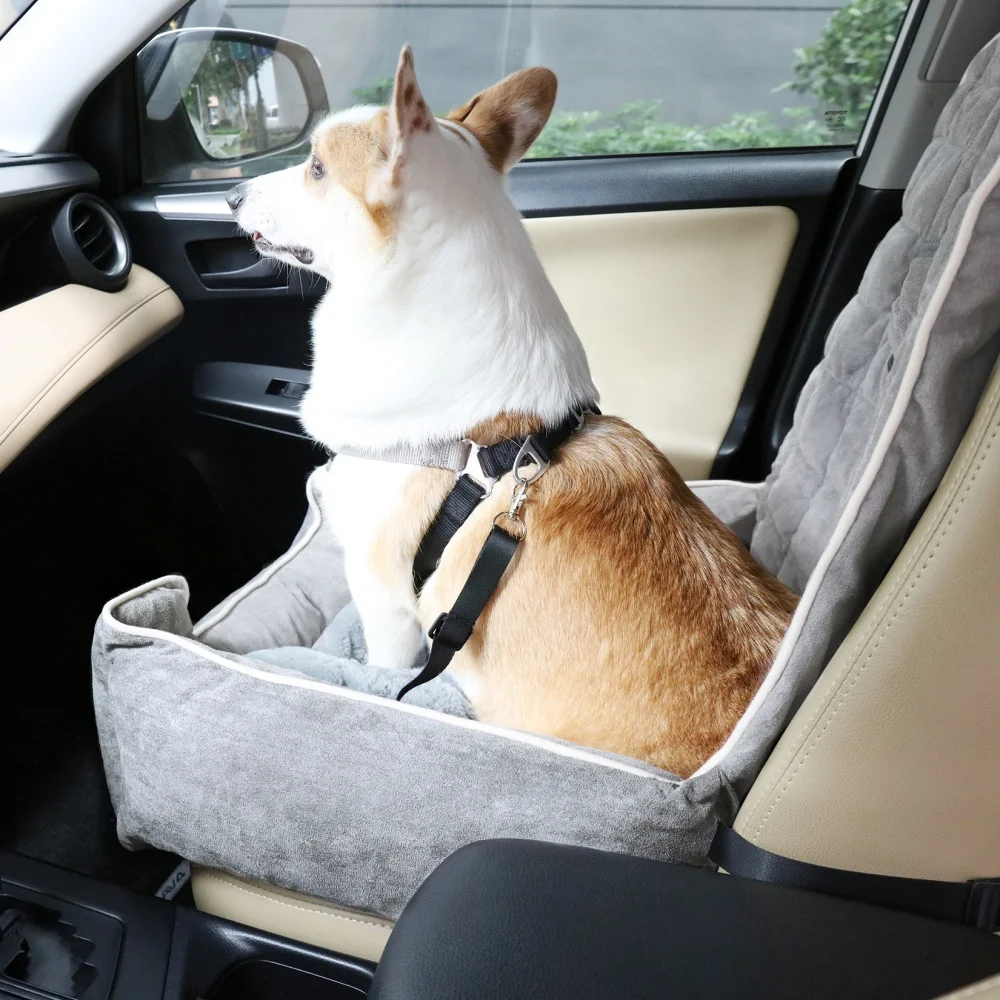 Asiento elevador coche para perros con cinturón – Impermeable - imagen 5