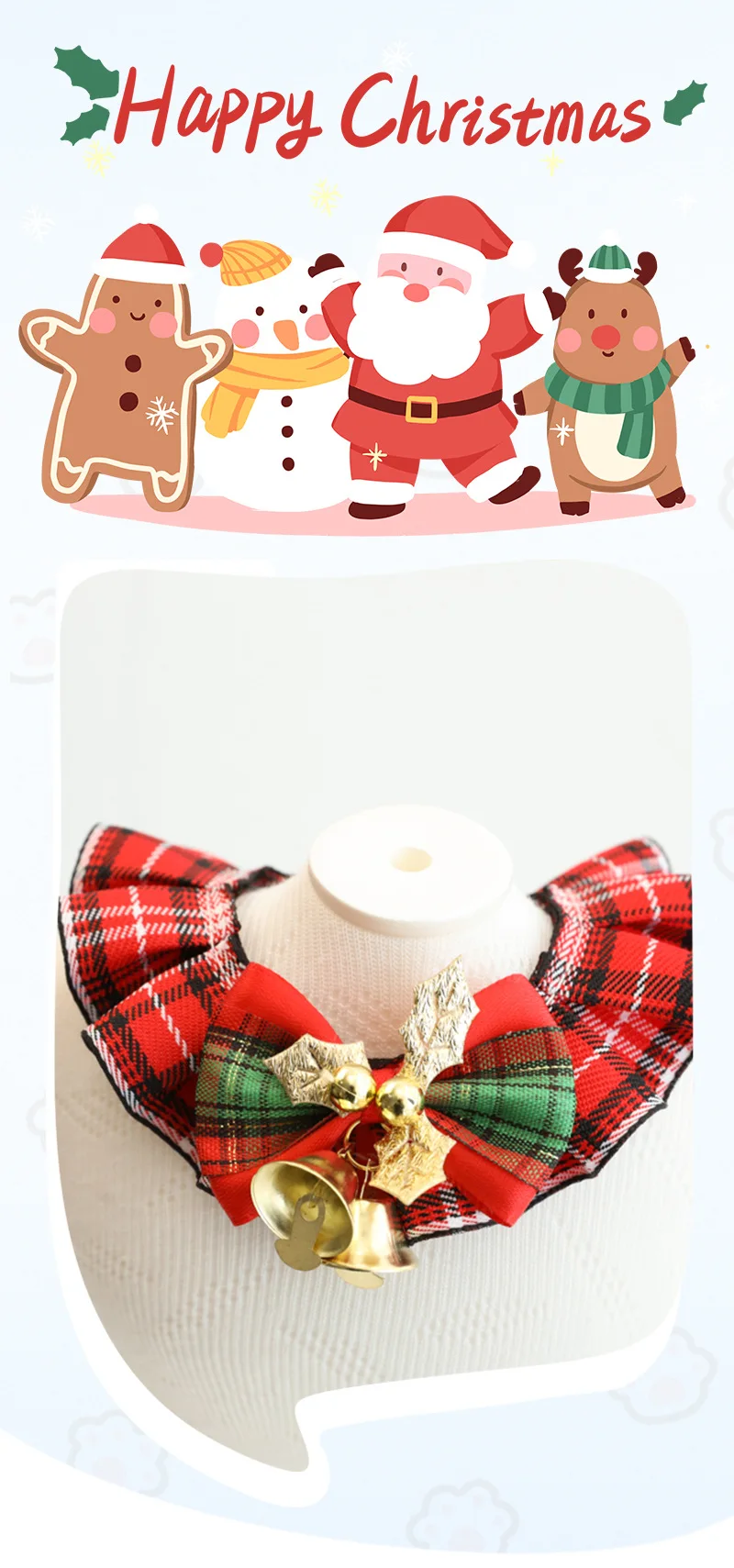 Collar navideño para mascotas con estampados de dibujos animados
