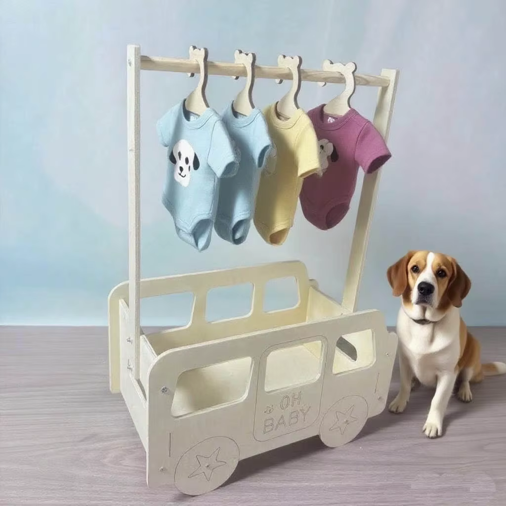 Perchero de madera para perros y gatos con caja de almacenamiento - imagen 3