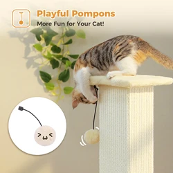 Rascador alto para gatos adultos con sisal y bola colgante