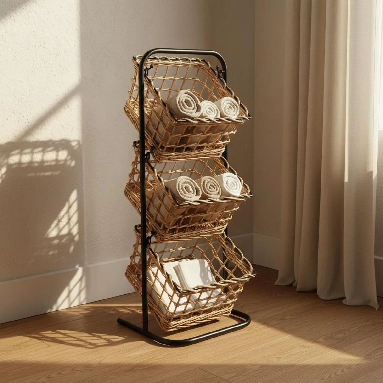 Soporte Elevado Cesta Mimbre para Perros y Gatos – Organizador Vertical - imagen 5
