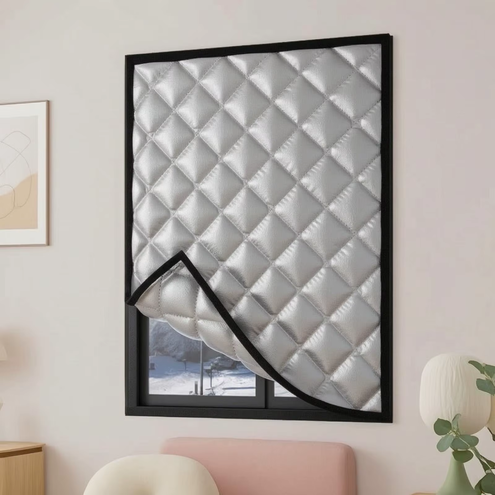 Cortina opaca térmica y acústica para ventanas del dormitorio