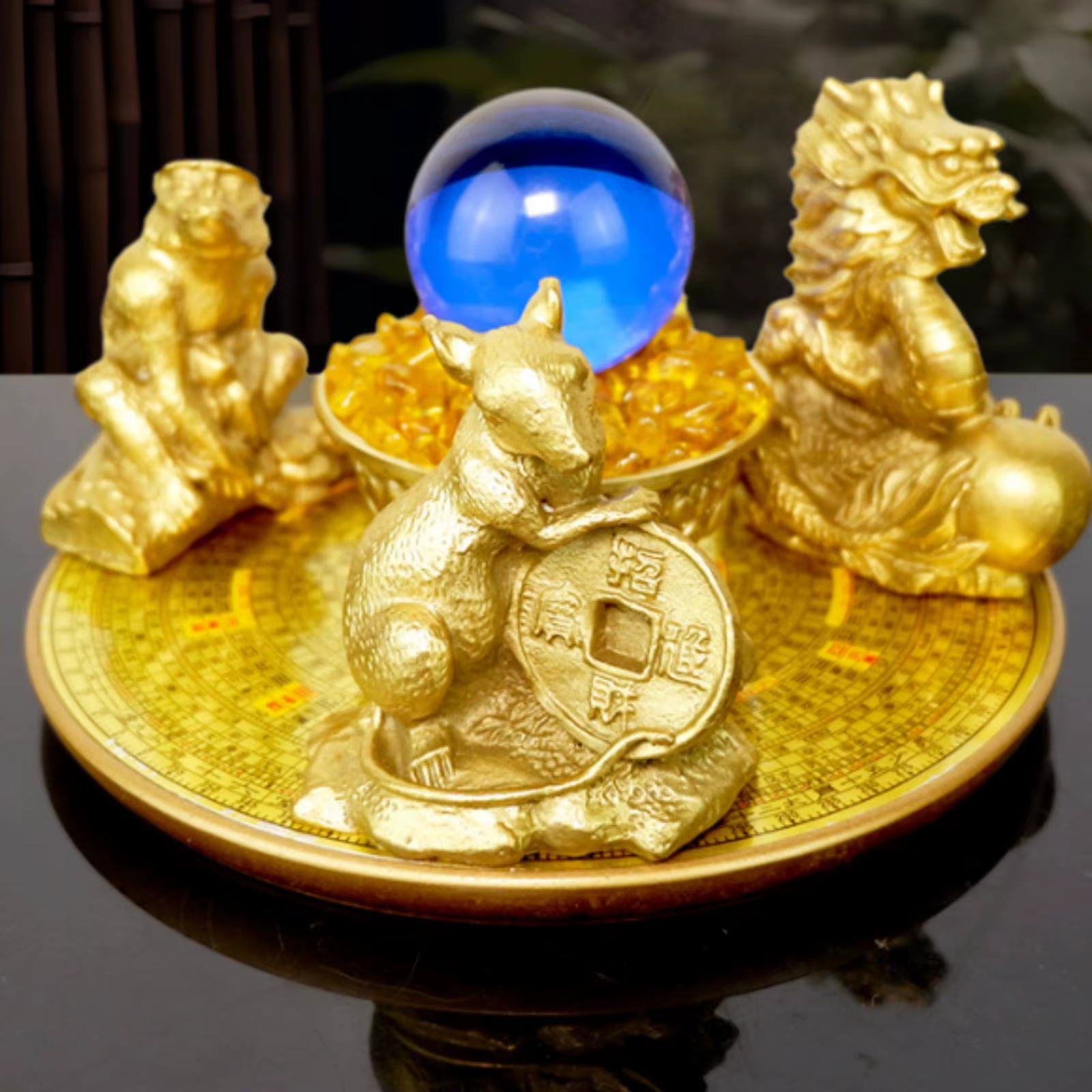 Figura decorativa de mesa pulida para gatos y perros, caprichosa