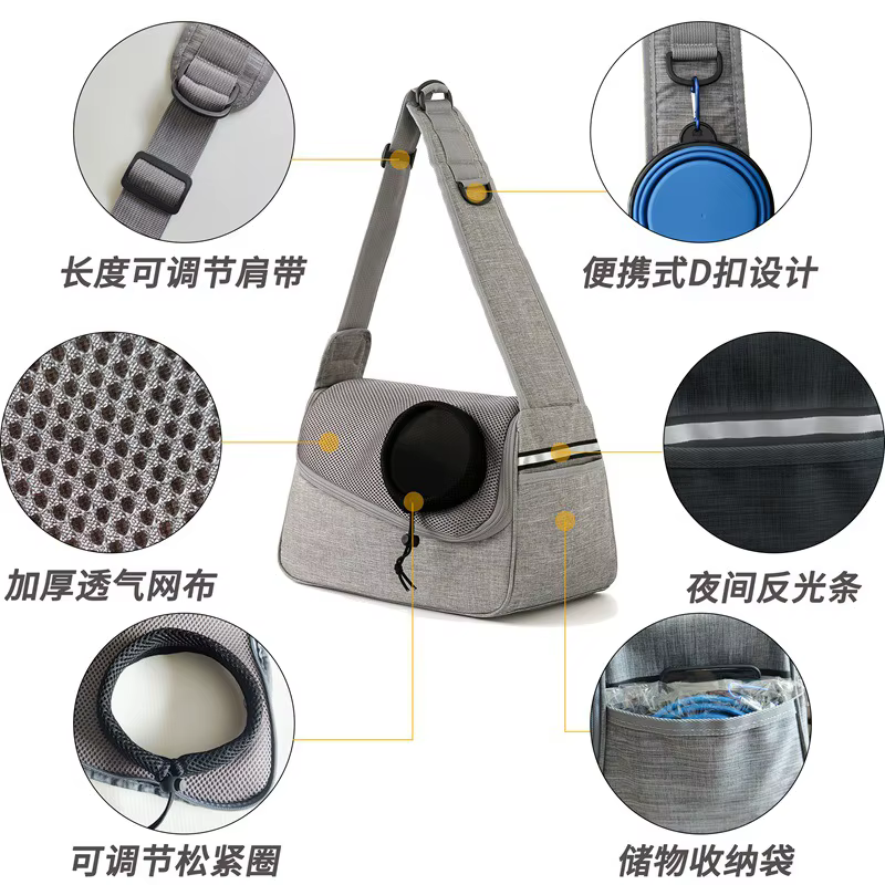 Bolso para gatos con correa de bandolera
