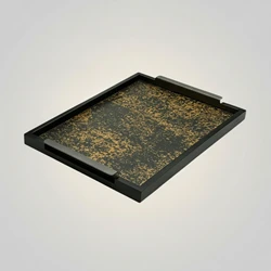 Bandeja de madera para gatos y perros con asas rectangular