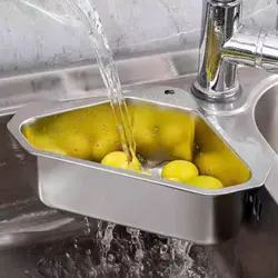 Recogedor de restos triangular para fregadero con drenaje rápido