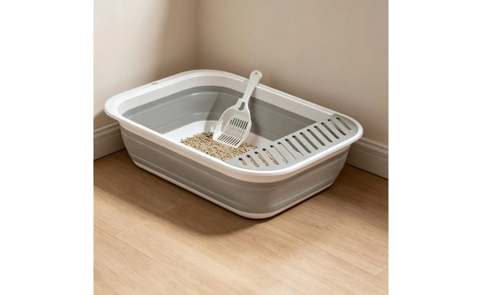 Caja de arena plegable para gatos semicerada