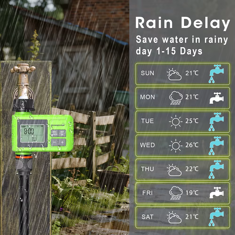 Temporizador de Riego Automático con Pantalla LCD para Jardín y Césped - imagen 4