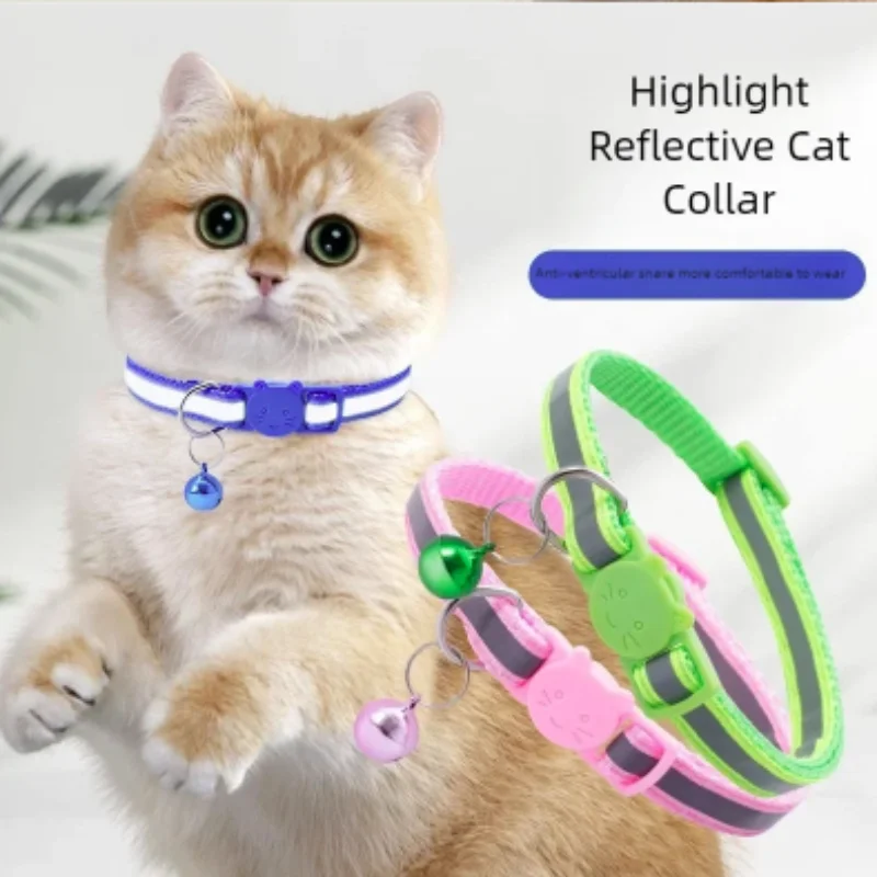 Collar reflectante ajustable con cascabel para gatos y cachorros - imagen 4