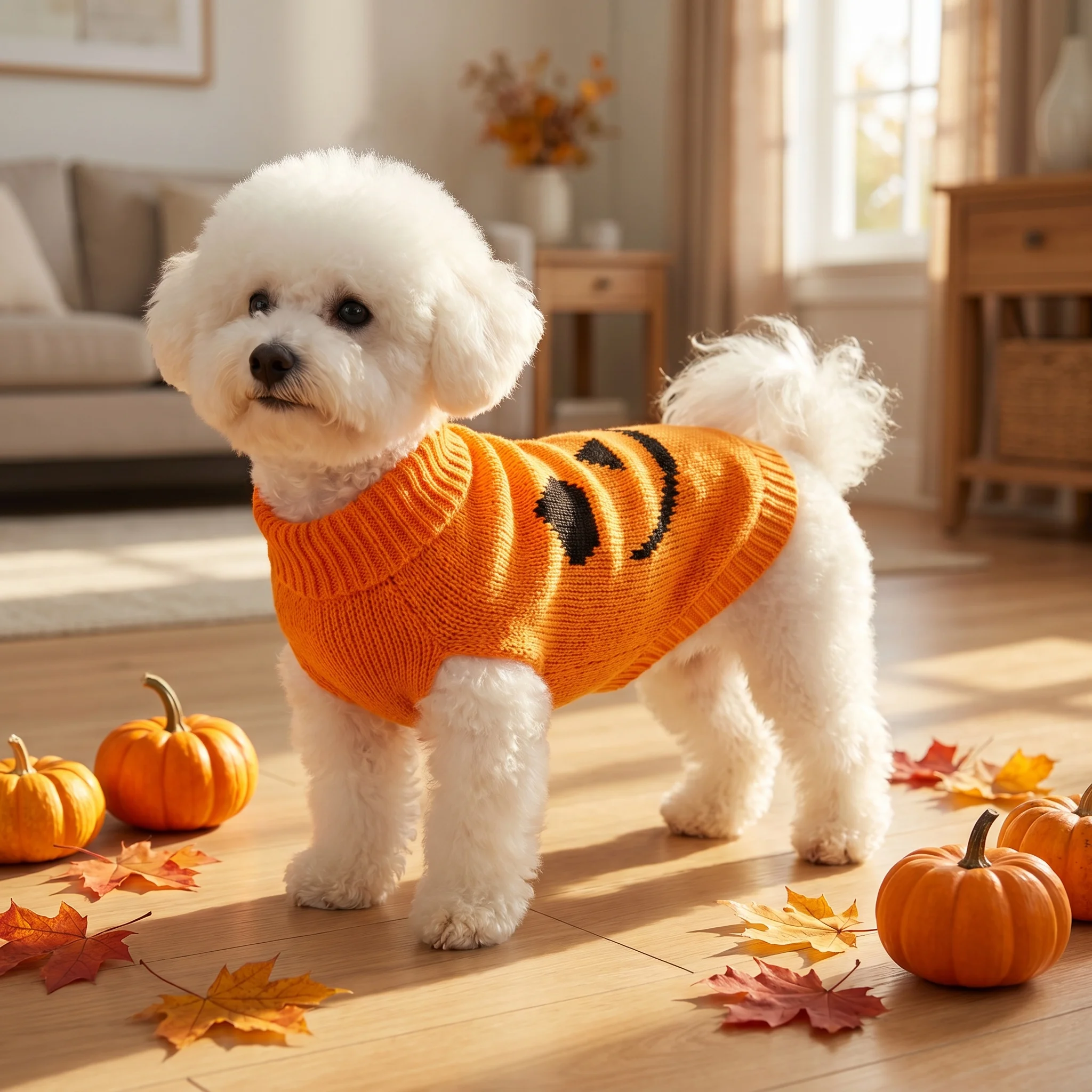 Suéter Halloween Calabaza para Perros y Gatos Pequeños
