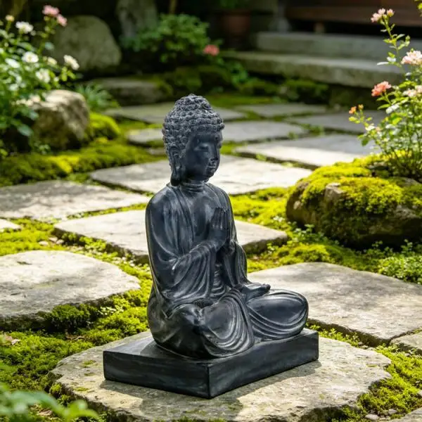 Figura Buda resina artesanal para decorar mesa y hogar