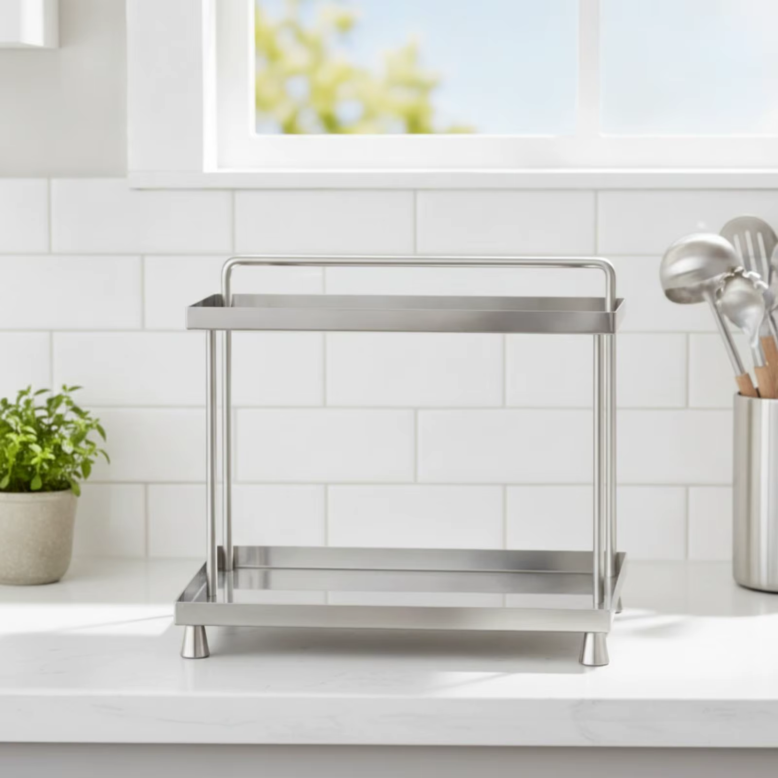Organizador mesa acero inoxidable – Almacenamiento Multiuso Hogar y Cocina