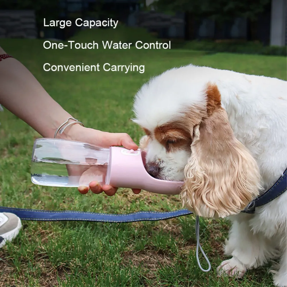 Botella de agua portátil para perros y gatos con tazón antideslizante