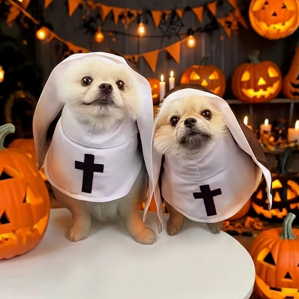 Disfraz de Monja para Gatos y Perros – Traje Festivo de Halloween