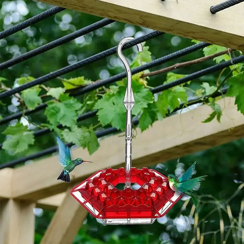 Comedero exterior para colibríes con protección anti-fugas y puerto múltiple