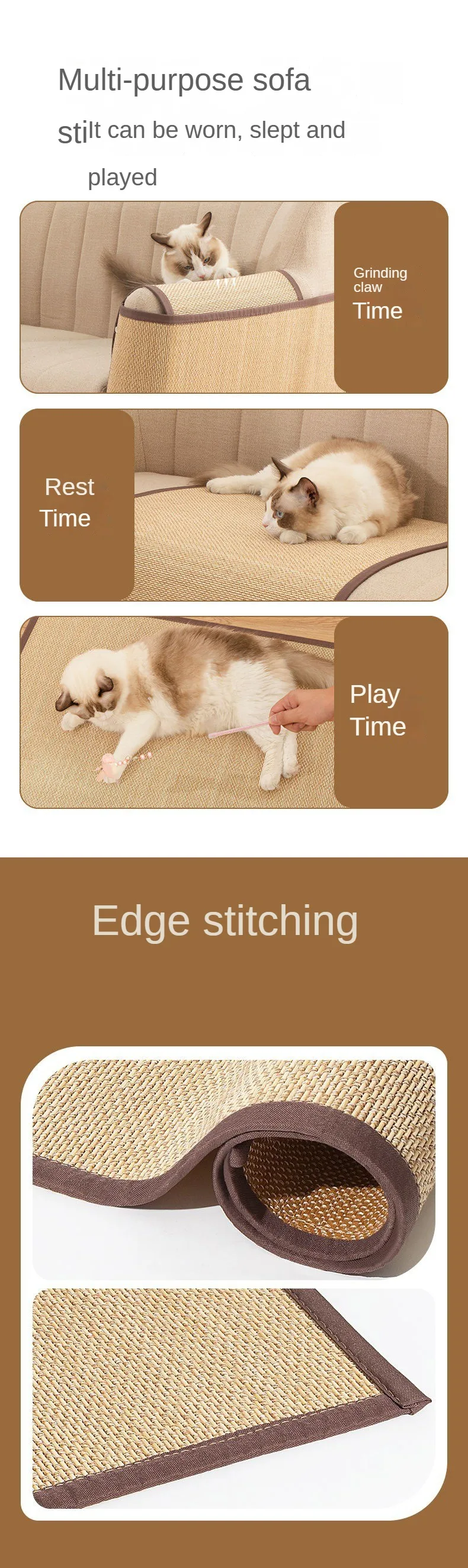 Rascador de bambú en sofá