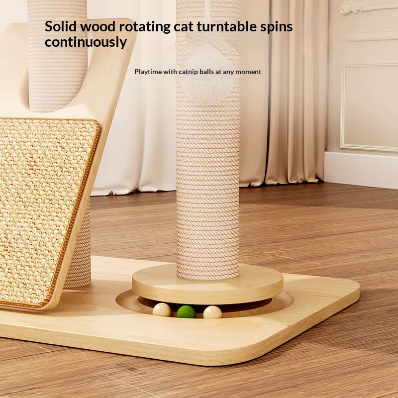 Árbol rascador de madera para gatos con cama y sisal - imagen 2