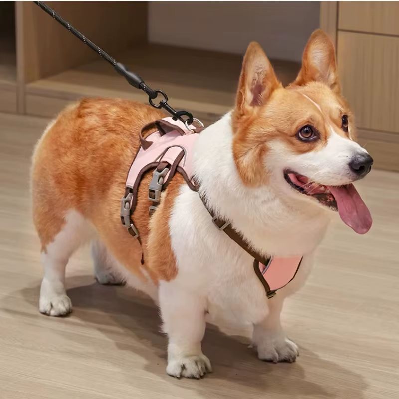 Arnés de pecho ajustable malla suave reflectante para perros y gatos