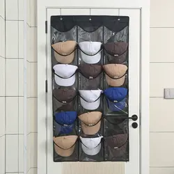 Organizador de gorras colgante con bolsillos transparentes antipolvo